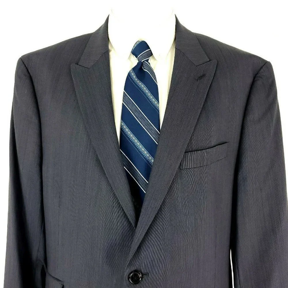 Tommy Hilfiger Wool 2 Button Blazer 42R Blue Striped Extra Pocket Peak‎ Lapel